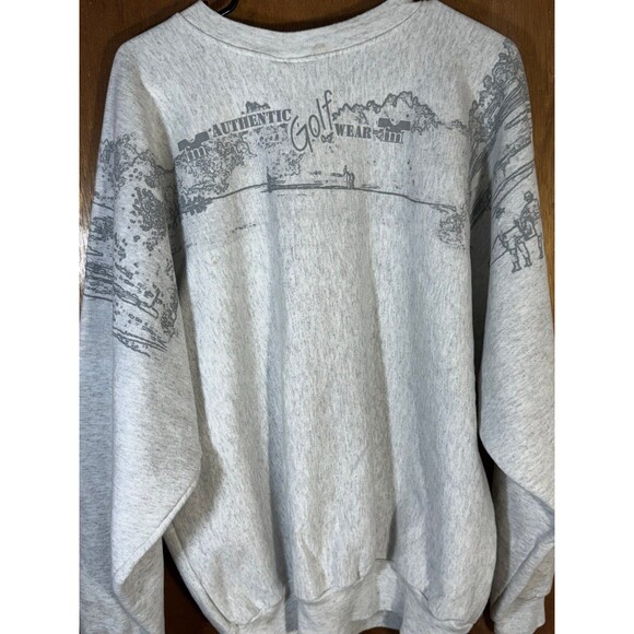 Vintage Benchmark Franklin Mills Golf Golfing Crewneck Sweater AOP Large L USA - Picture 10 of 10